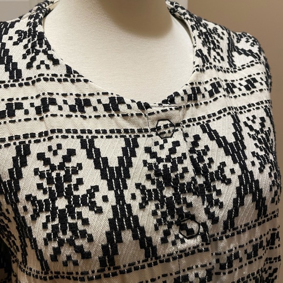 Didier Parakian Womens Black and Beige Patterned Long Blazer Jacket - Picture 7 of 12